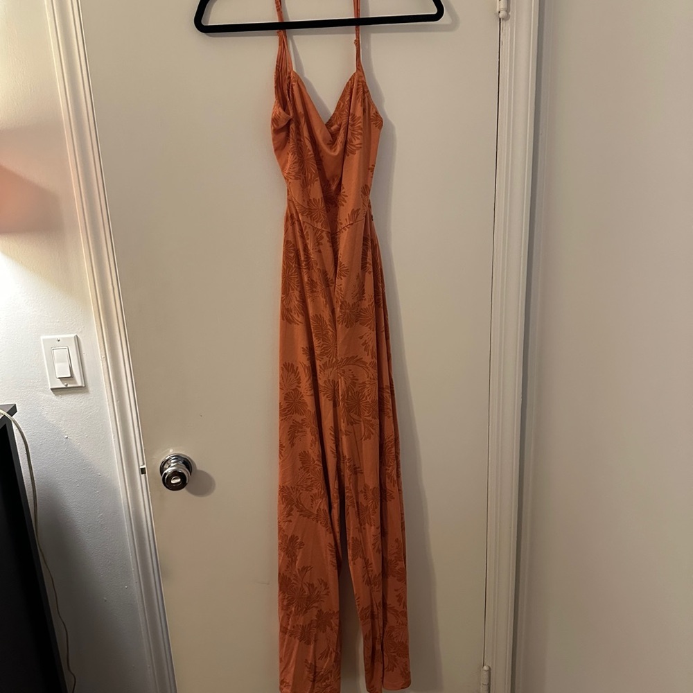 NWT Roxy pink/orange backless jumpsuit
